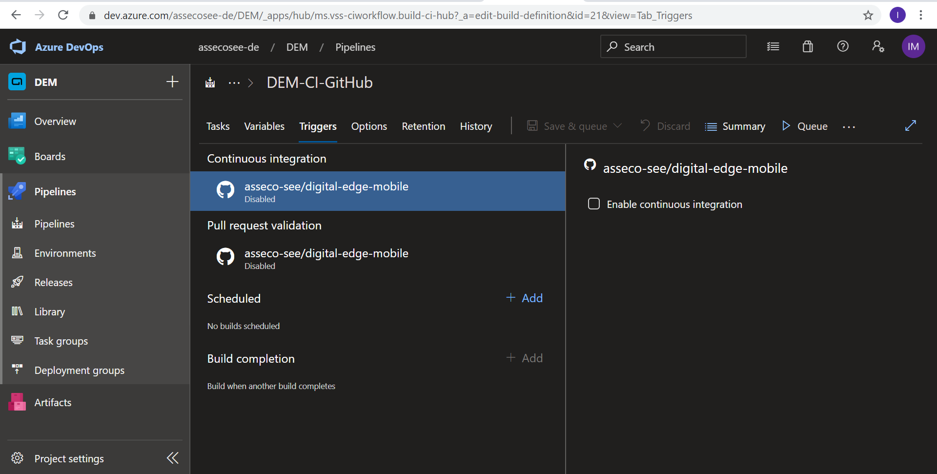 Azure DevOps triggers